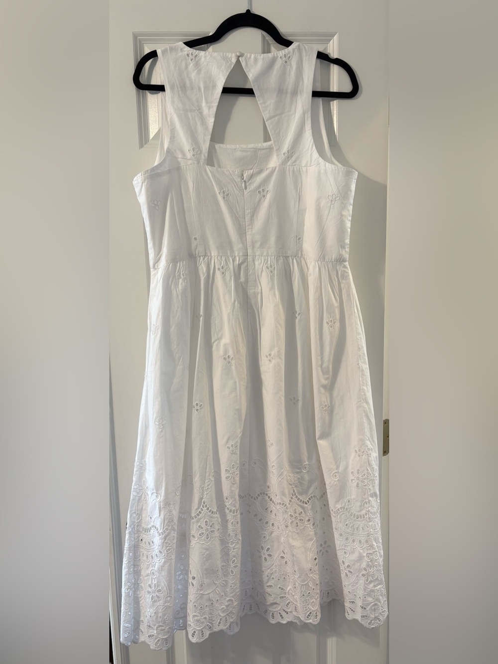 Talbots 100% Cotton White Eyelet Midi Dress with Square Neck - Size 12 - Picture 6 of 6